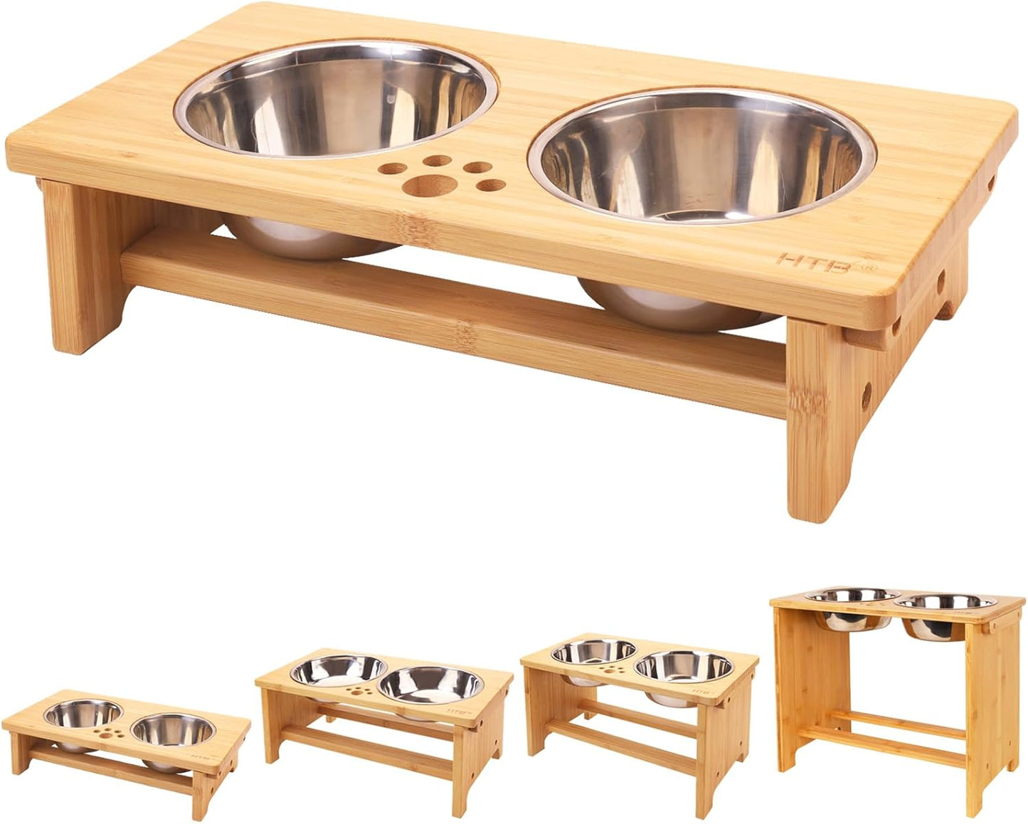 Elevate Your Dog's Dining Experience with Our Stylish Raised Dog Bowl Stand and Dual Stainless Steel Bowls!
