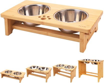 Elevate Your Dog's Dining Experience with Our Stylish Raised Dog Bowl Stand and Dual Stainless Steel Bowls!
