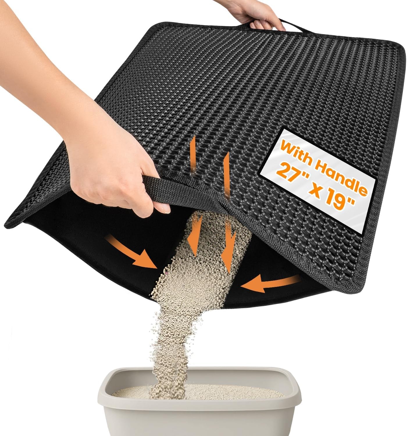 Transform Your Cat's Litter Experience with Our Innovative Waterproof Cat Litter Mat - Easy Clean, Double Layer Honeycomb Design in Sleek Black