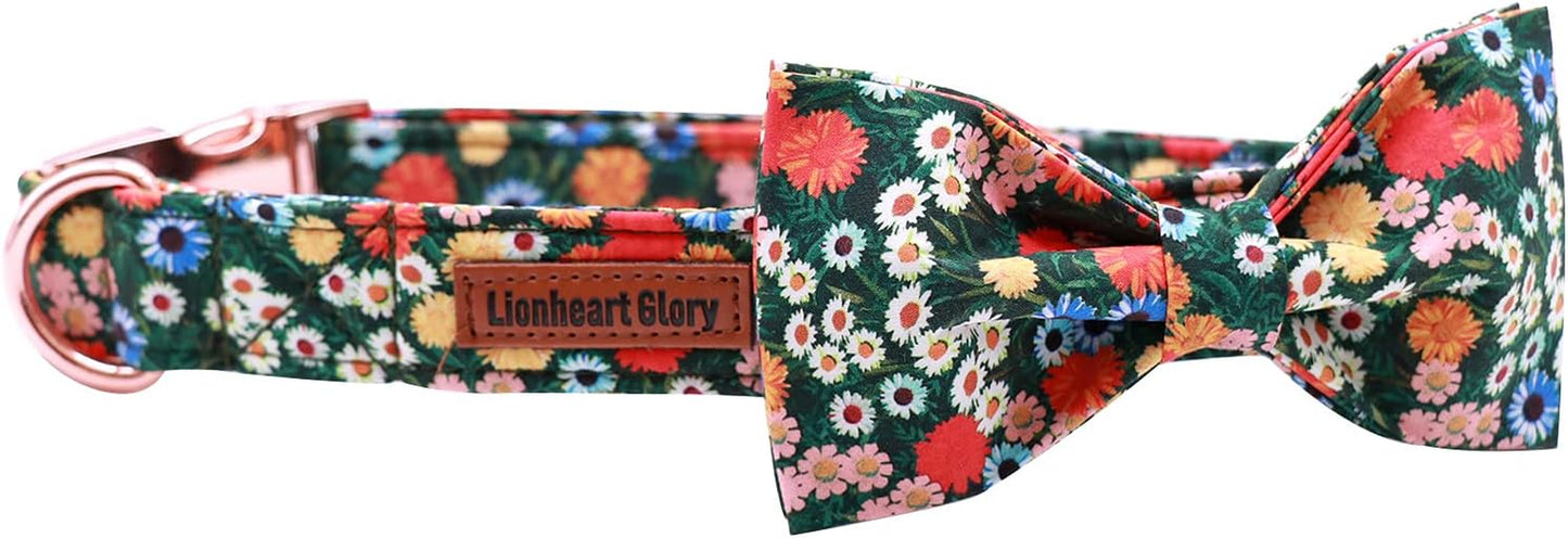 Charming Adjustable Floral Dog Collar with Bowtie - Perfect Comfort and Style for Your Beloved Pup