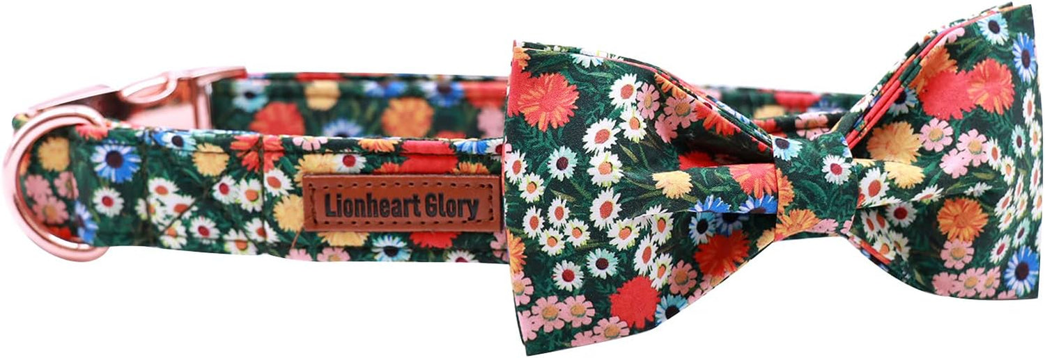 Charming Adjustable Floral Dog Collar with Bowtie - Perfect Comfort and Style for Your Beloved Pup