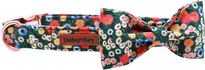 Charming Adjustable Floral Dog Collar with Bowtie - Perfect Comfort and Style for Your Beloved Pup