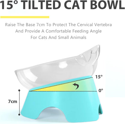 Elevate Mealtime with Stylish Adjustable Raised Cat Food Bowls - Ergonomic Tilted Dishes for Cats and Small Dogs (Arcuation-Blue)