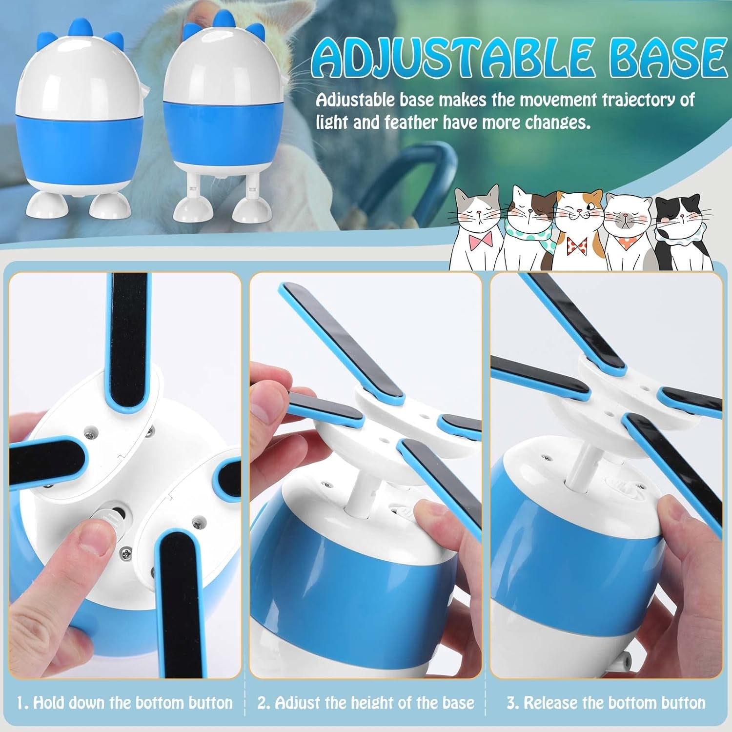 Exciting 2-in-1 Interactive Cat Toy: Rechargeable Light & Feather Fun for Indoor Cats - Adjustable Automatic Playtime!