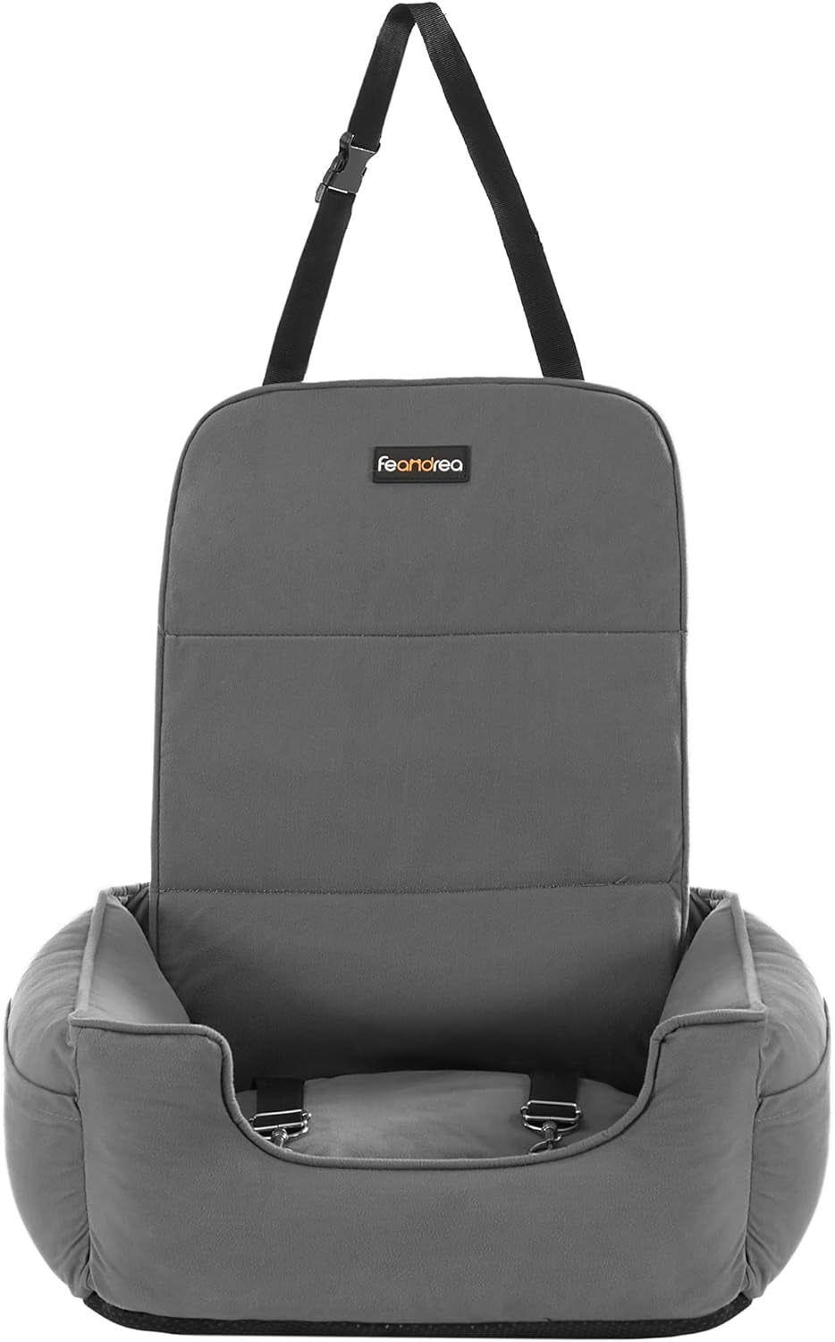 Comfortable Gray Dog Car Seat & Booster Bed for Small to Medium Dogs and Cats - Easy Clean with Removable Cover and Convenient Storage!