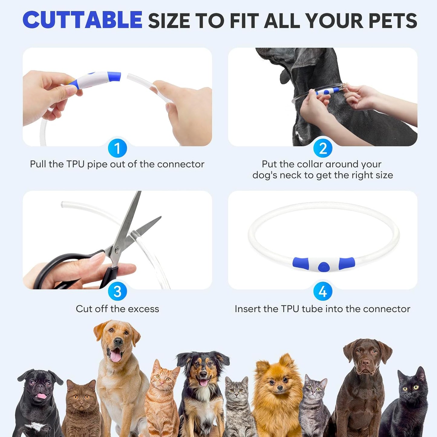 Illuminate Your Dog's Safety with Our Rechargeable Waterproof LED Dog Collar - Perfect for Nighttime Adventures (Blue)