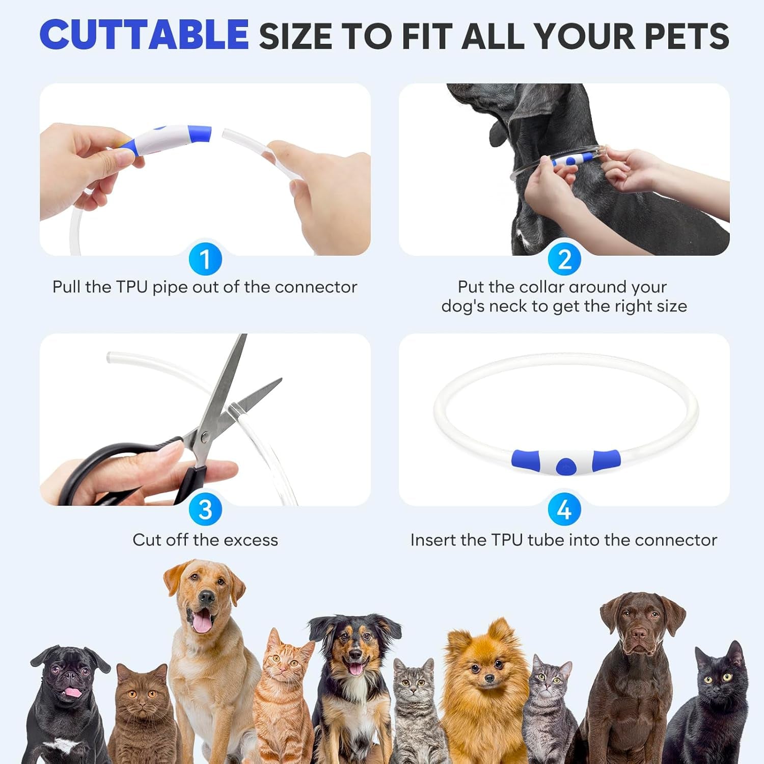 Illuminate Your Dog's Safety with Our Rechargeable Waterproof LED Dog Collar - Perfect for Nighttime Adventures (Blue)