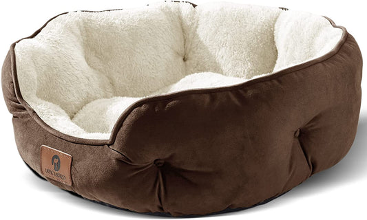 Indulge Your Pet with the Cozy Small Dog Bed - Soft, Machine Washable, Anti-Slip & Water-Resistant for Small Dogs and Cats - 20 Inches in Elegant Brown