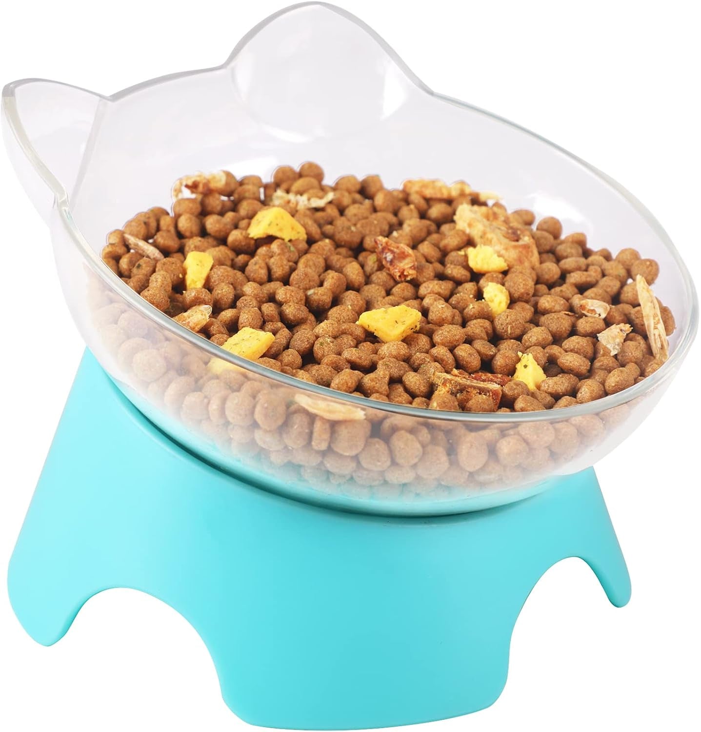 Elevate Mealtime with Stylish Adjustable Raised Cat Food Bowls - Ergonomic Tilted Dishes for Cats and Small Dogs (Arcuation-Blue)