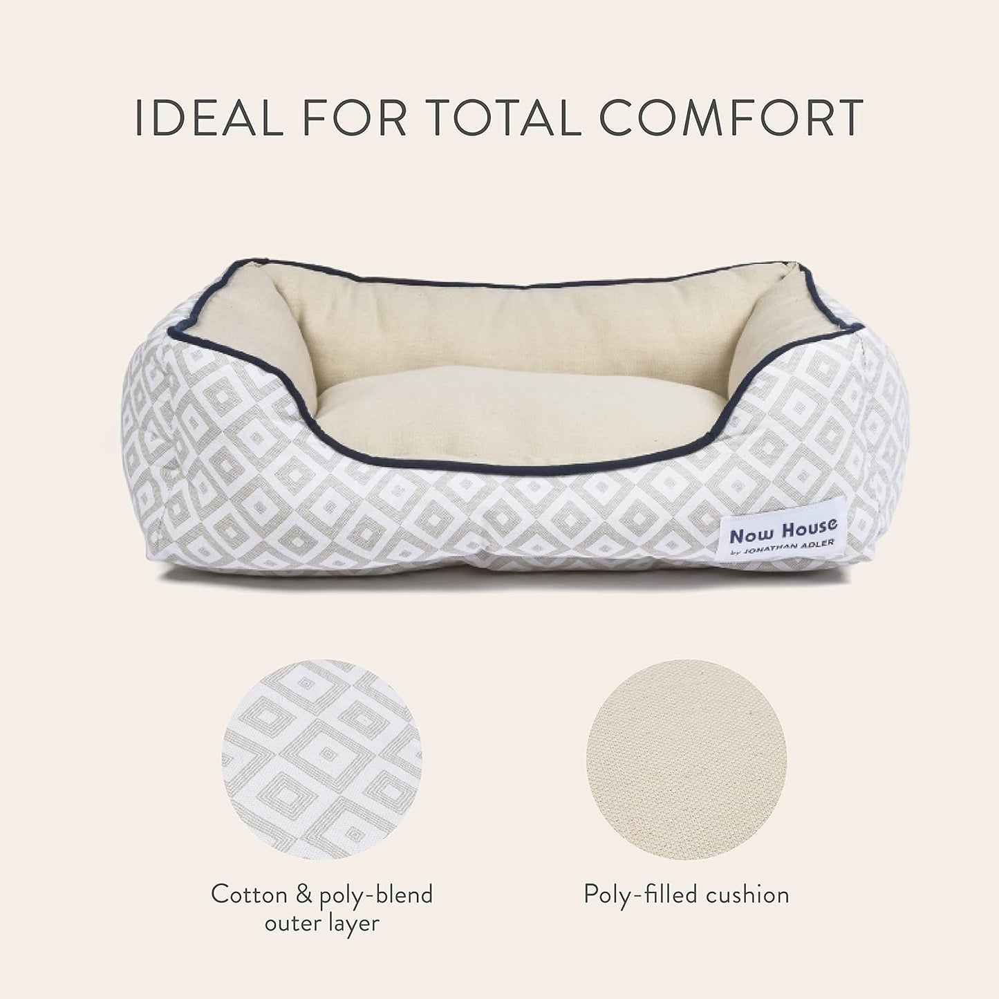 Indulge Your Dog in Luxury with the Now House Grey Diamond Cuddler Dog Bed - Small, Stylish & Washable!