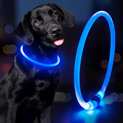 Illuminate Your Dog's Safety with Our Rechargeable Waterproof LED Dog Collar - Perfect for Nighttime Adventures (Blue)