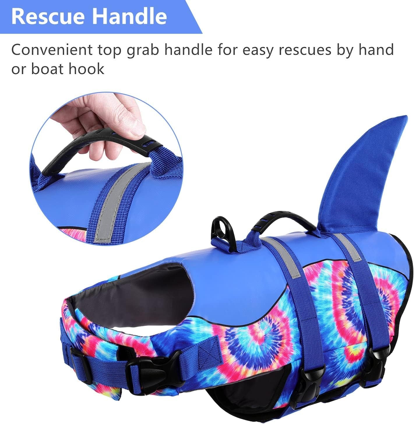 Ultimate Shark Dog Life Jacket - Premium Safety Vest for Swimming & Boating, Perfect Floatation Swimsuits for All Dog Sizes in Blue Bandhnu