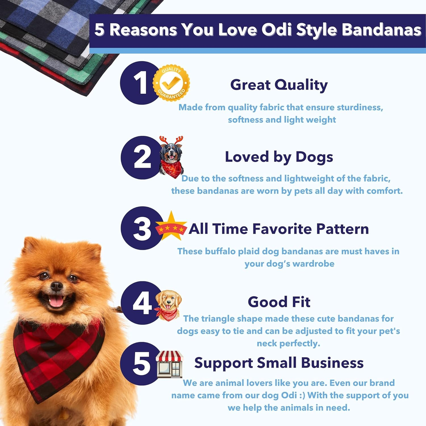 Chic Buffalo Plaid Dog Bandana Set - 4 Stylish Scarves for Small Dogs and Cats in Trendy Holiday Colors