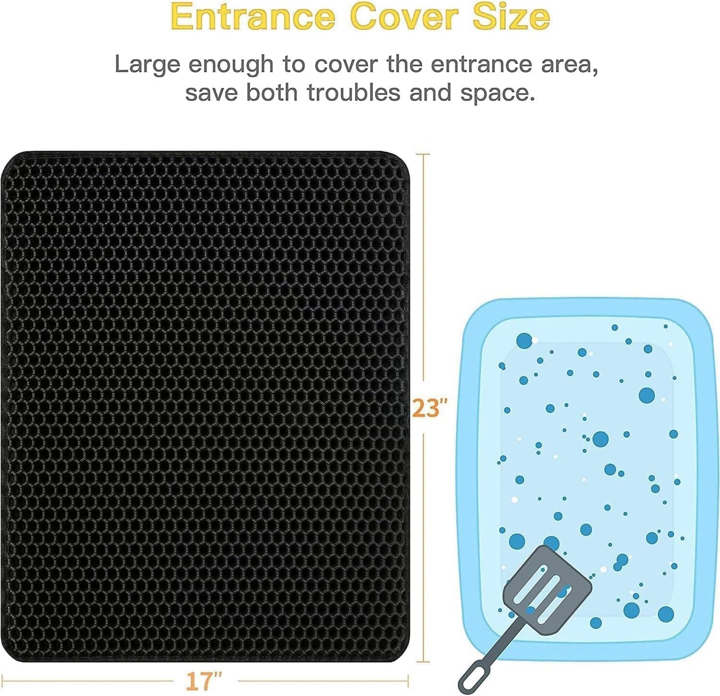 Transform Your Cat's Litter Experience with Our Innovative Waterproof Cat Litter Mat - Easy Clean, Double Layer Honeycomb Design in Sleek Black