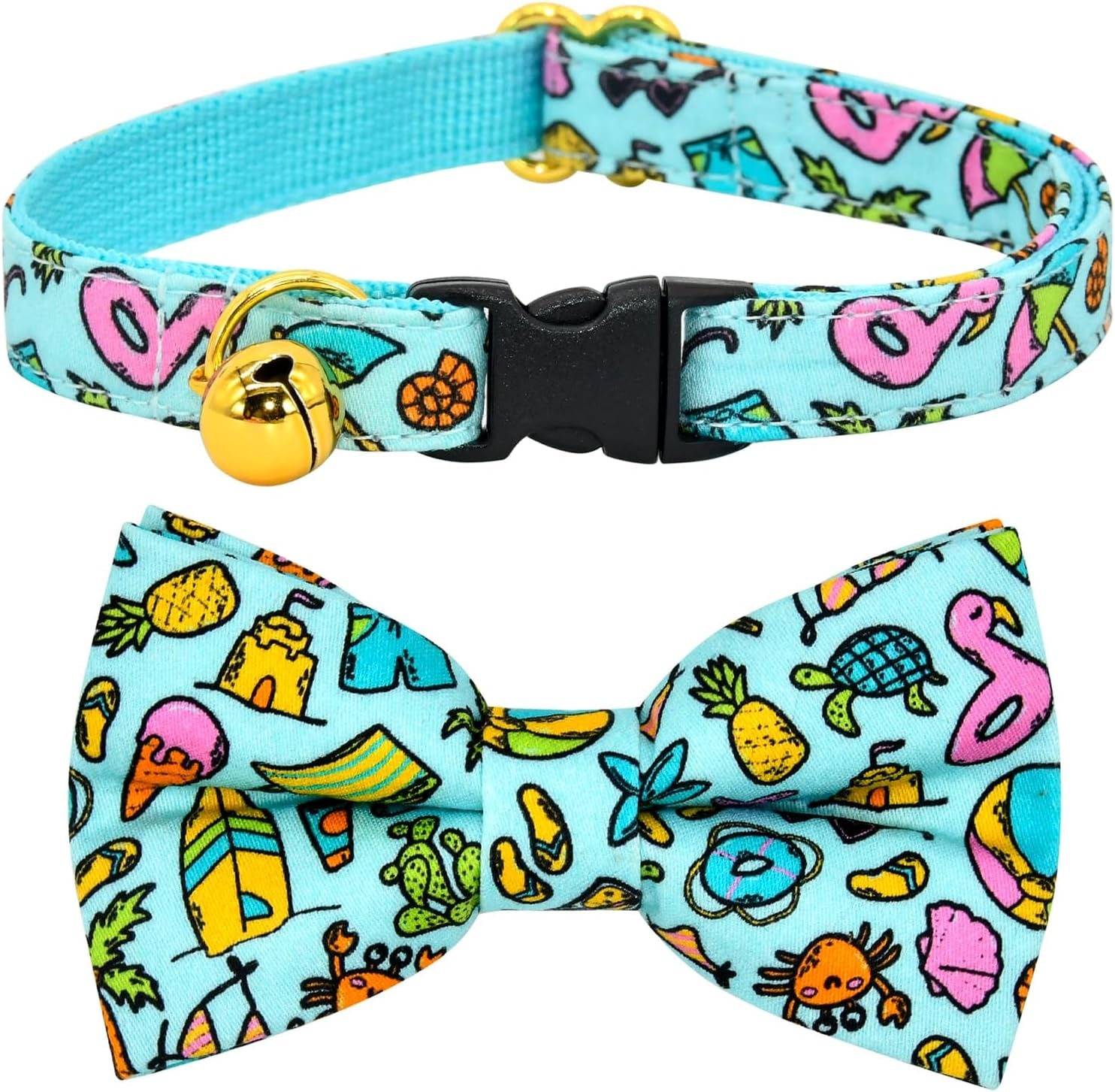 Stylish Sushi Cat Collar Bow Set - Safe Breakaway Collar with Adorable Bowtie for Kittens and Cats