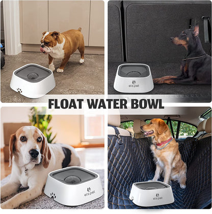 No Spill, No Drip Travel Bowl - 35oz Slow Water Feeder for Dogs & Cats in Stylish Grey