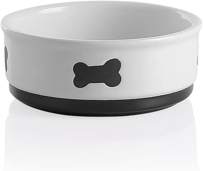 Charming Gray Ceramic Dog Bowl with Bone Pattern - Perfect 16 Fl Oz Dining Dish for Small Dogs