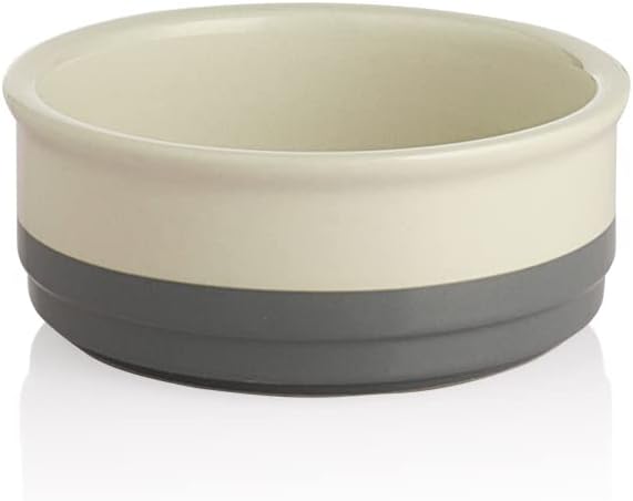 Charming Gray Ceramic Dog Bowl with Bone Pattern - Perfect 16 Fl Oz Dining Dish for Small Dogs