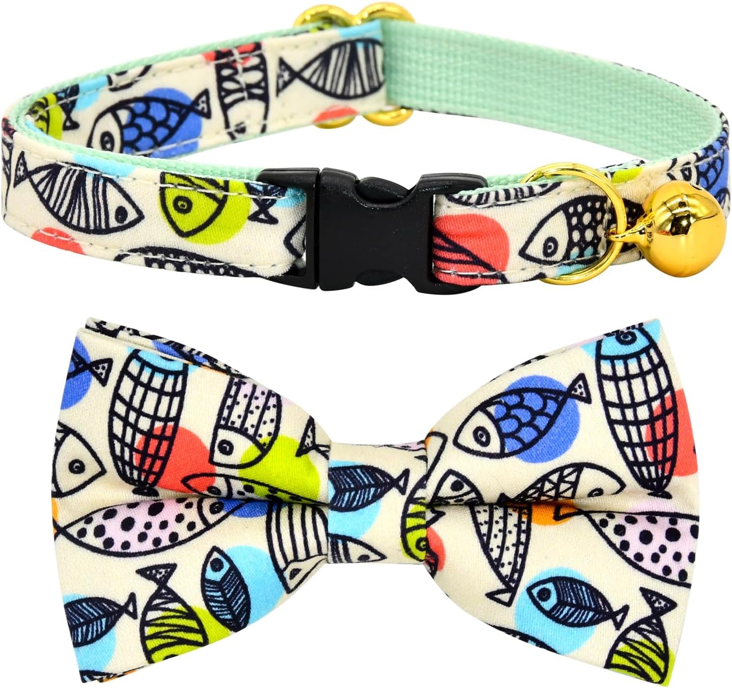 Stylish Sushi Cat Collar Bow Set - Safe Breakaway Collar with Adorable Bowtie for Kittens and Cats