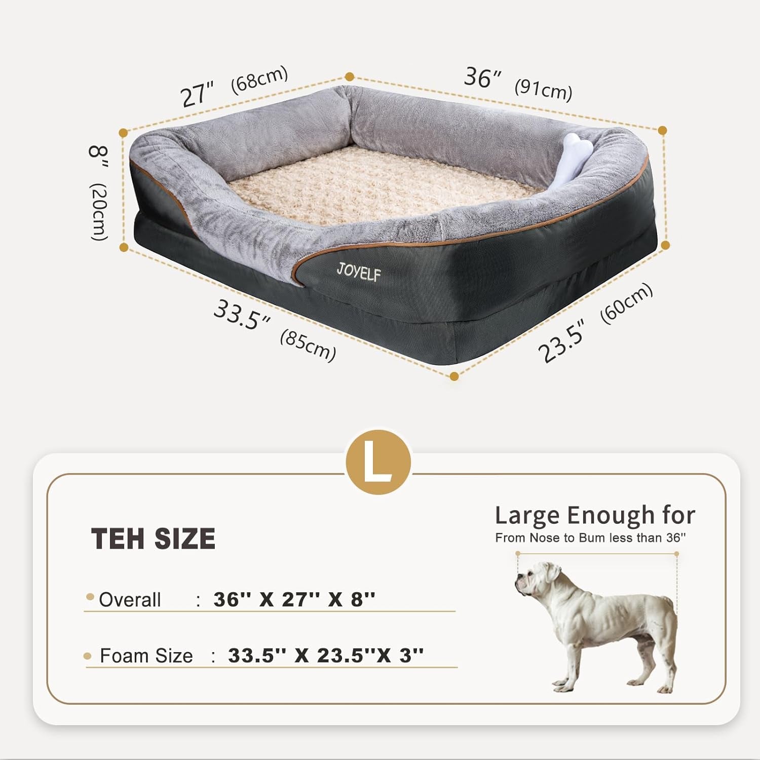 Ultimate Orthopedic Memory Foam Dog Bed with Removable Washable Cover & Bonus Squeaker Toy for Maximum Comfort
