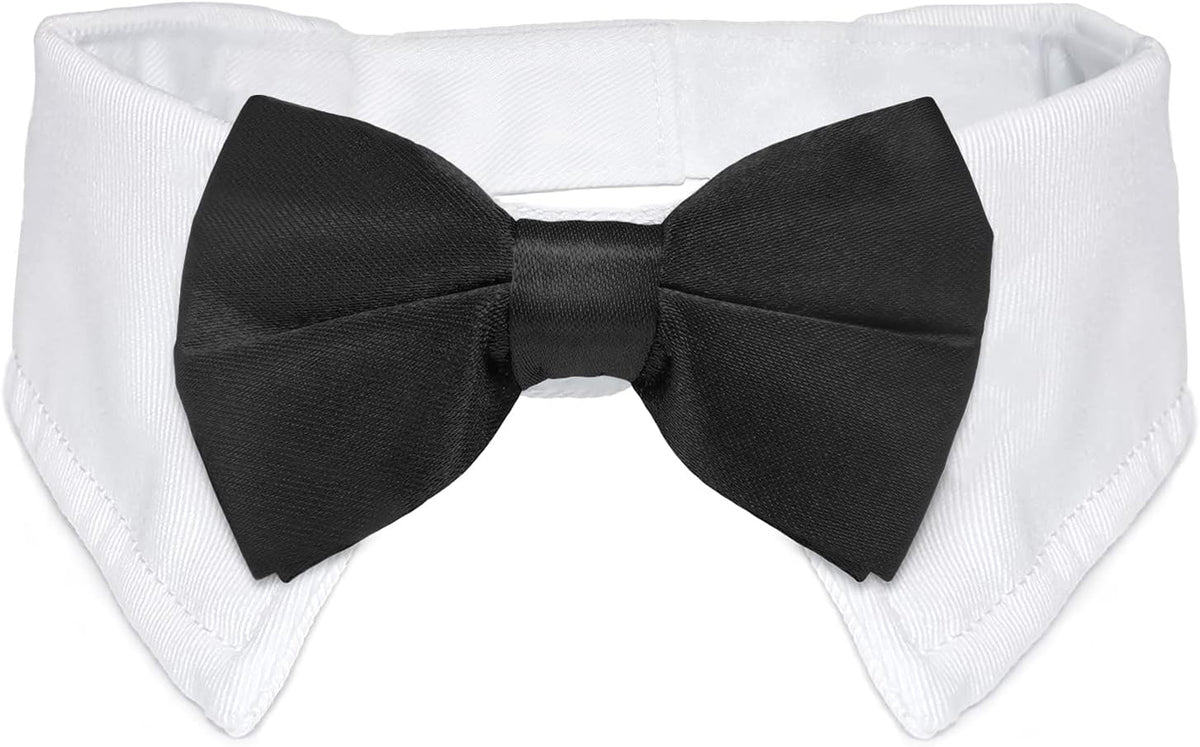 Elegant Adjustable Dog Bow Tie Collar - Ideal for Weddings and Formal Occasions - Black Tuxedo Design for Medium to Large Dogs