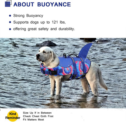 Ultimate Shark Dog Life Jacket - Premium Safety Vest for Swimming & Boating, Perfect Floatation Swimsuits for All Dog Sizes in Blue Bandhnu