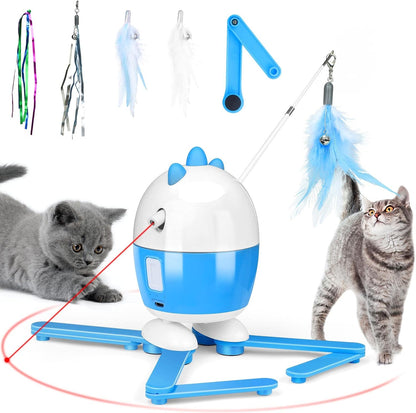 Exciting 2-in-1 Interactive Cat Toy: Rechargeable Light & Feather Fun for Indoor Cats - Adjustable Automatic Playtime!