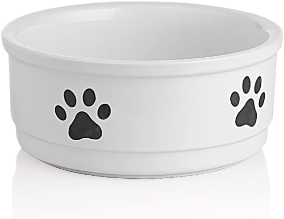 Charming Gray Ceramic Dog Bowl with Bone Pattern - Perfect 16 Fl Oz Dining Dish for Small Dogs