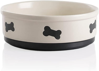 Charming Gray Ceramic Dog Bowl with Bone Pattern - Perfect 16 Fl Oz Dining Dish for Small Dogs