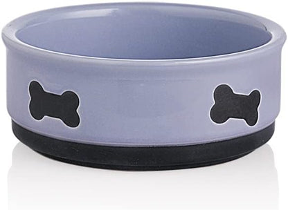 Charming Gray Ceramic Dog Bowl with Bone Pattern - Perfect 16 Fl Oz Dining Dish for Small Dogs