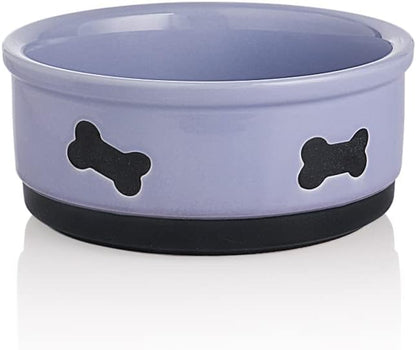 Charming Gray Ceramic Dog Bowl with Bone Pattern - Perfect 16 Fl Oz Dining Dish for Small Dogs