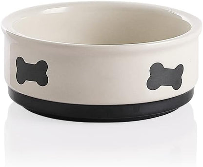 Charming Gray Ceramic Dog Bowl with Bone Pattern - Perfect 16 Fl Oz Dining Dish for Small Dogs