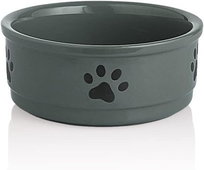 Charming Gray Ceramic Dog Bowl with Bone Pattern - Perfect 16 Fl Oz Dining Dish for Small Dogs
