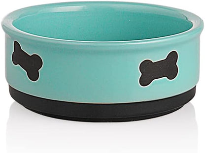 Charming Gray Ceramic Dog Bowl with Bone Pattern - Perfect 16 Fl Oz Dining Dish for Small Dogs