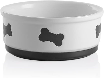 Charming Gray Ceramic Dog Bowl with Bone Pattern - Perfect 16 Fl Oz Dining Dish for Small Dogs