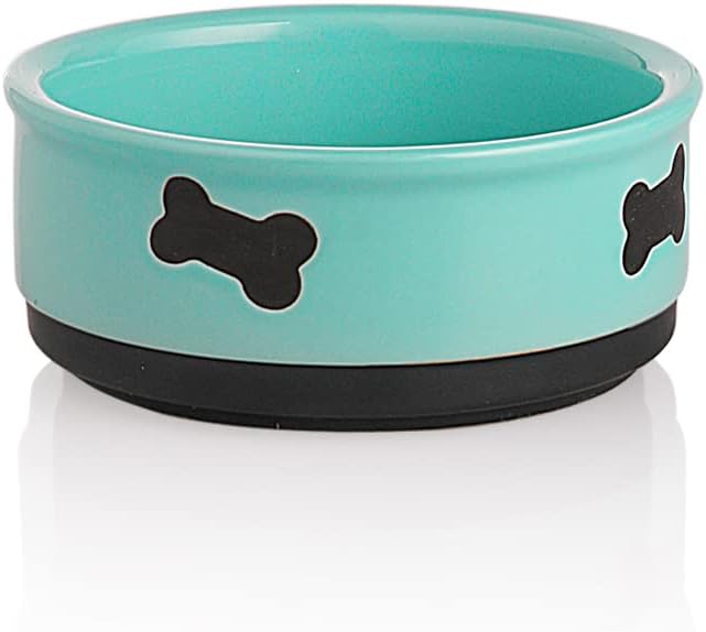 Charming Gray Ceramic Dog Bowl with Bone Pattern - Perfect 16 Fl Oz Dining Dish for Small Dogs