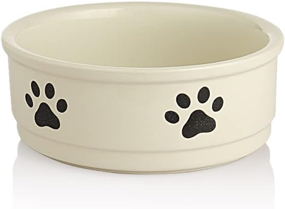 Charming Gray Ceramic Dog Bowl with Bone Pattern - Perfect 16 Fl Oz Dining Dish for Small Dogs