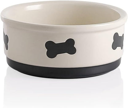 Charming Gray Ceramic Dog Bowl with Bone Pattern - Perfect 16 Fl Oz Dining Dish for Small Dogs