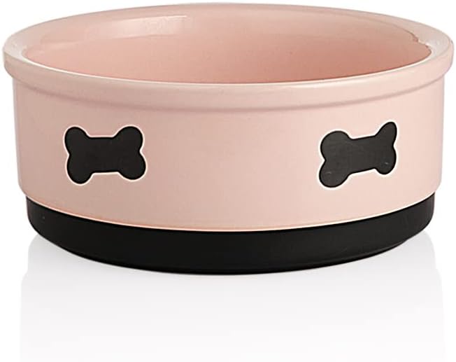 Charming Gray Ceramic Dog Bowl with Bone Pattern - Perfect 16 Fl Oz Dining Dish for Small Dogs
