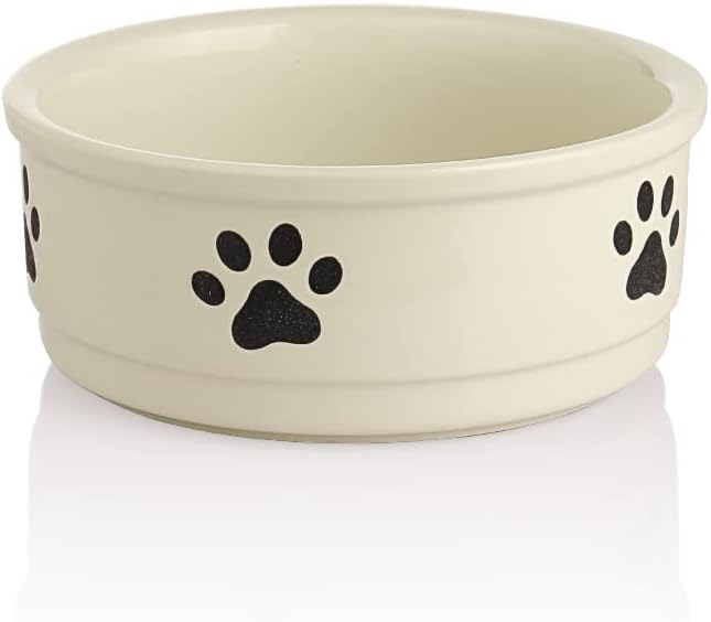 Charming Gray Ceramic Dog Bowl with Bone Pattern - Perfect 16 Fl Oz Dining Dish for Small Dogs