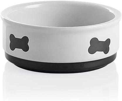 Charming Gray Ceramic Dog Bowl with Bone Pattern - Perfect 16 Fl Oz Dining Dish for Small Dogs