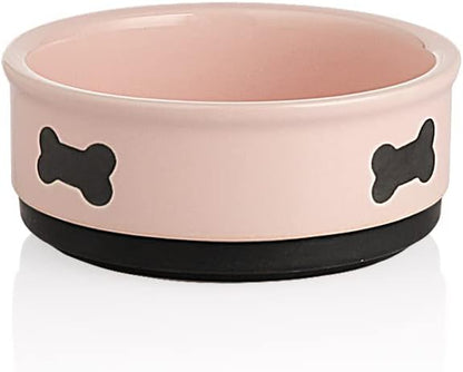 Charming Gray Ceramic Dog Bowl with Bone Pattern - Perfect 16 Fl Oz Dining Dish for Small Dogs