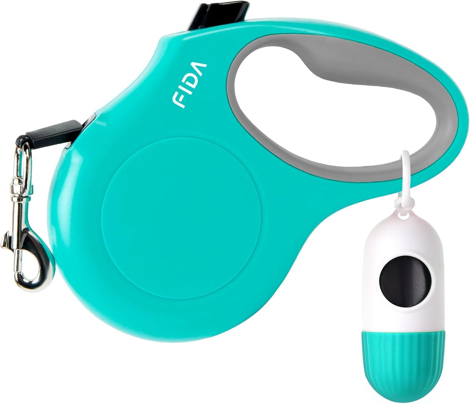 16 Ft Retractable Dog Leash with Poop Bag Dispenser - Ideal for Small Dogs and Cats up to 26 Lbs, Tangle-Free Design, Reflective Nylon Tape, and Comfortable Anti-Slip Handle in Sleek Black