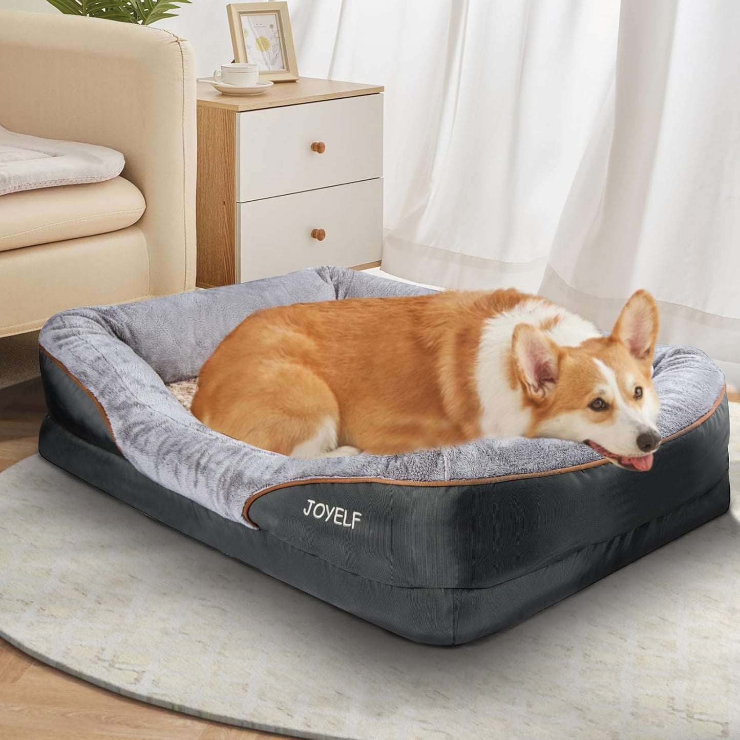 Ultimate Orthopedic Memory Foam Dog Bed with Removable Washable Cover & Bonus Squeaker Toy for Maximum Comfort