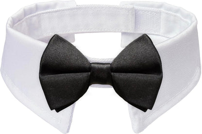 Elegant Adjustable Dog Bow Tie Collar - Ideal for Weddings and Formal Occasions - Black Tuxedo Design for Medium to Large Dogs
