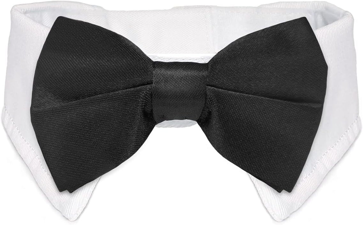 Elegant Adjustable Dog Bow Tie Collar - Ideal for Weddings and Formal Occasions - Black Tuxedo Design for Medium to Large Dogs