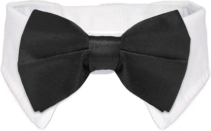 Elegant Adjustable Dog Bow Tie Collar - Ideal for Weddings and Formal Occasions - Black Tuxedo Design for Medium to Large Dogs