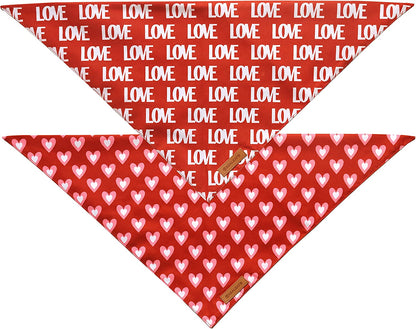 Celebrate Love with Our Valentine's Day Dog Bandanas - Stylish 2 Pack Reversible Scarves for Medium & Large Dogs, Made from Durable Fabric for Unforgettable Holiday Moments