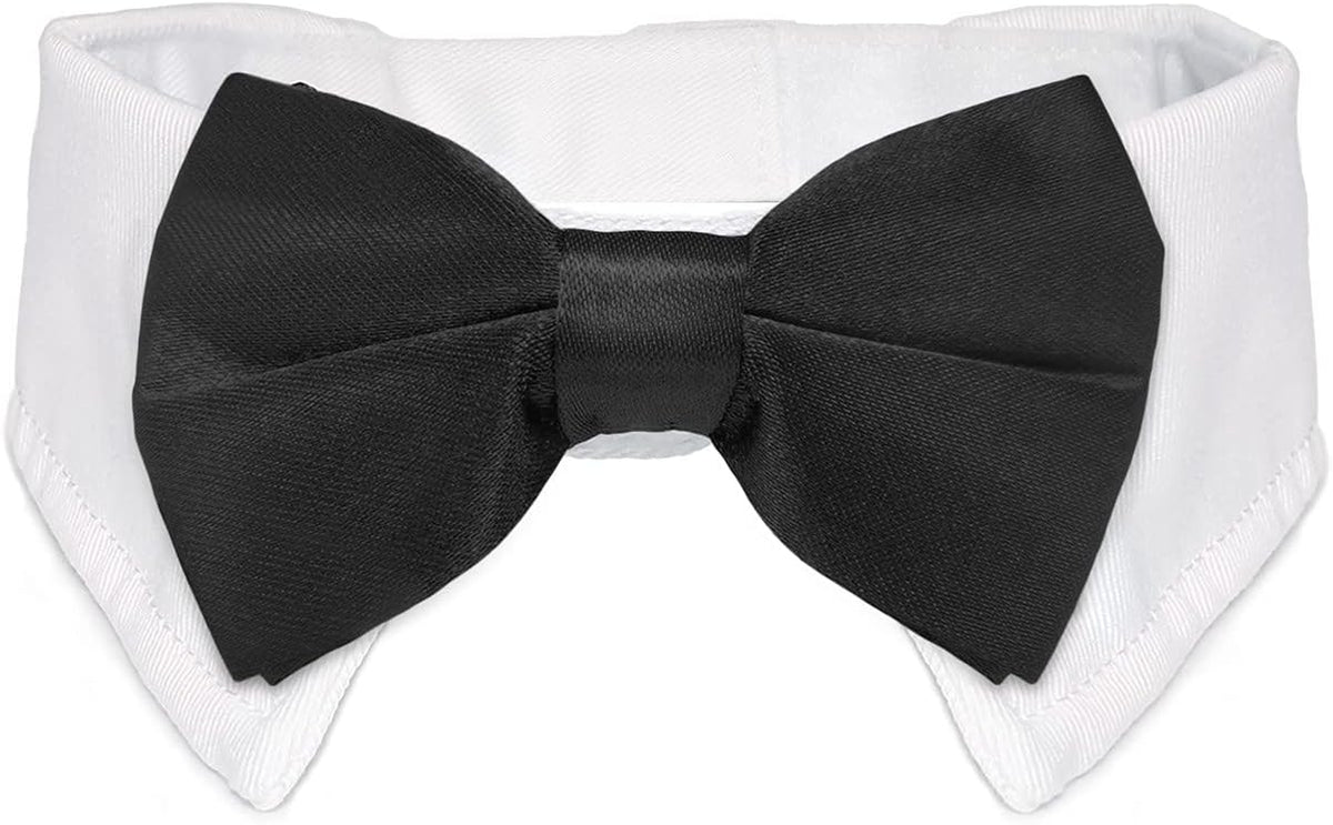 Elegant Adjustable Dog Bow Tie Collar - Ideal for Weddings and Formal Occasions - Black Tuxedo Design for Medium to Large Dogs