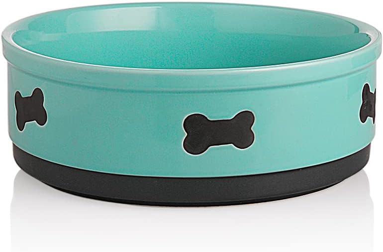 Charming Gray Ceramic Dog Bowl with Bone Pattern - Perfect 16 Fl Oz Dining Dish for Small Dogs